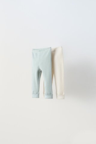要出典 ZARA ベビー服 ワッフルテクスチャー レギンス×2セット