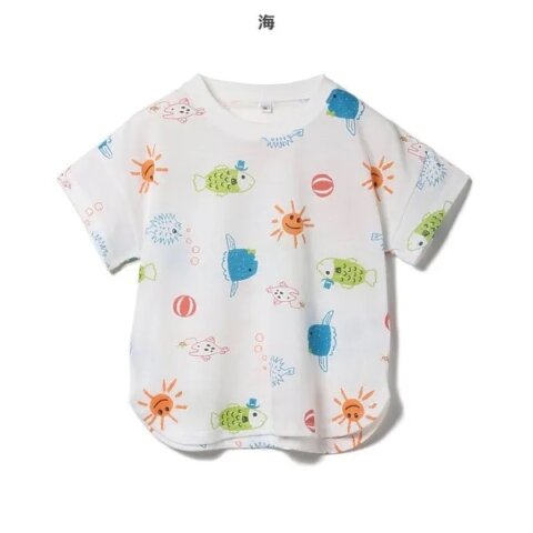 要出典　お知らせ　西松屋　夏服　海総柄半袖Tシャツ