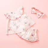 要出典 baby おしらせ ハルウララ  出産祝い2点セット（ チュニック&ブルマ・ヘアバンド）