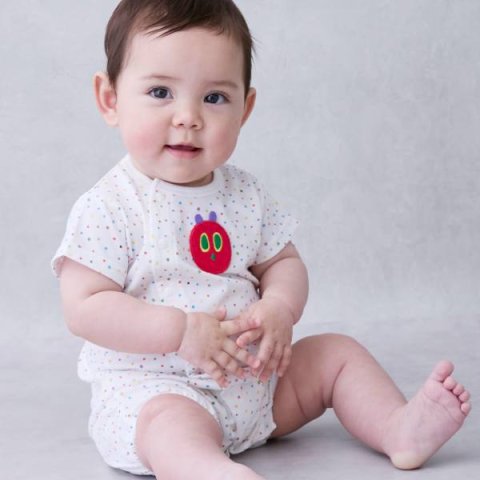 要出典 baby お知らせ プティマイン はらぺこあおむし総柄2WAYオール