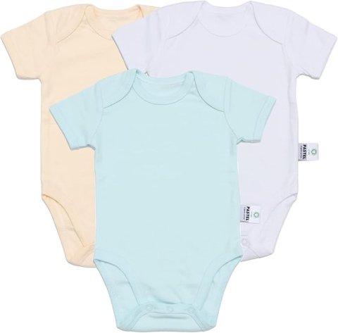 要出典 ロンパース 男の子  pastel organic 半袖ロンパース 3枚セット