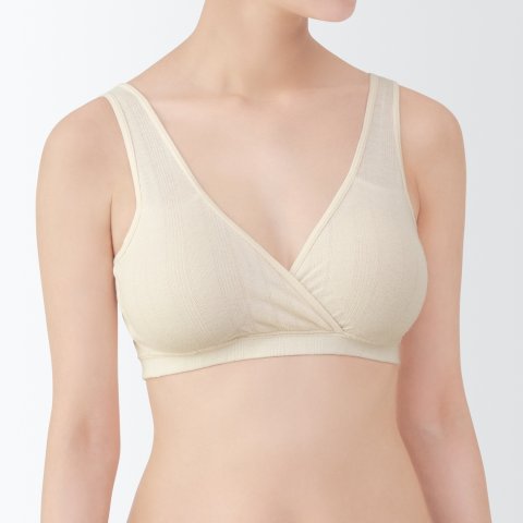 要出典 無印良品 マタニティライン マタニティ シルク混パターンメッシュ授乳に便利なブラジャー