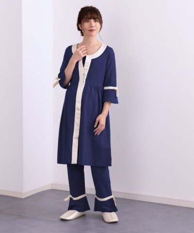 要出典 妊婦 パジャマ スウィートマミー サテンパイピング前開きエレガンスパジャマ 上下＋インナー 3点セット マタニティ