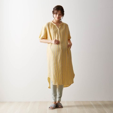 要出典 妊婦パジャマ ベルメゾン 半袖ワンピース＆レギンスパジャマ