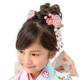 要出典 七五三 髪飾り 京のみやび 七五三髪飾り ちりめんかんざし赤 葵 パッチン留め2点セット