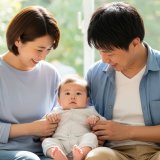 パパ ママ 赤ちゃん 親子 笑顔