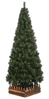 クリスマスツリー スリム濃緑 木枠付 180cm