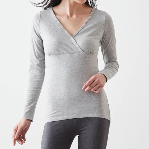 要出典 授乳インナー ベルメゾン 綿混あったかインナー ホットコット クロスオープン