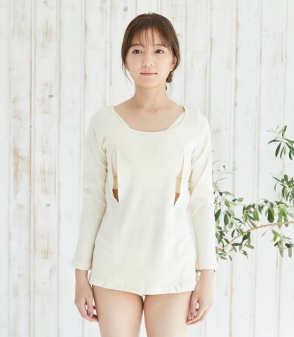 要出典  授乳インナー モーハウス オーガニック穴あきロングスリーブ 授乳インナー