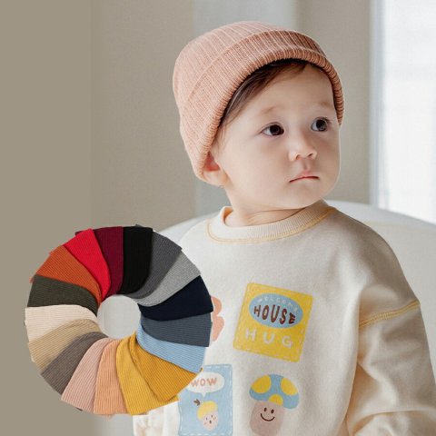 要出典 キッズニット帽 キッズ リブニット帽子