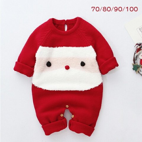 要出典 クリスマス衣装 サンタクロース ニット ロンパース