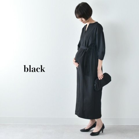 要出典 マタニティフォーマル Pearls ボリュームスリーブのロング丈ポンチワンピース