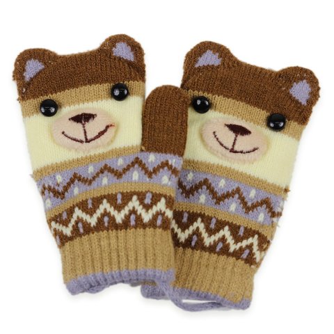 要出典 子ども 手袋 POM&MIMIE キッズ ひも付きミトン型アニマルグローブ