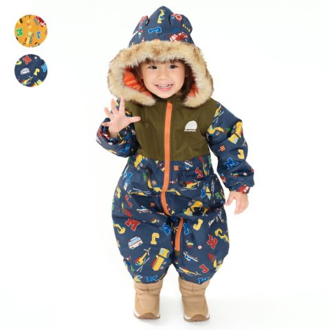 要出典 ベビージャンプスーツ ムージョンジョン 働く車柄スノーコンビ・ジャンプスーツ