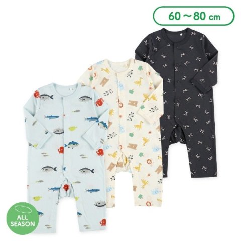 要出典 西松屋 ベビー服 天竺総柄スポット長袖プレオール