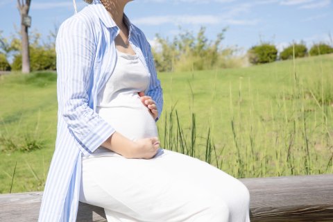 妊婦　春　妊娠中　公園