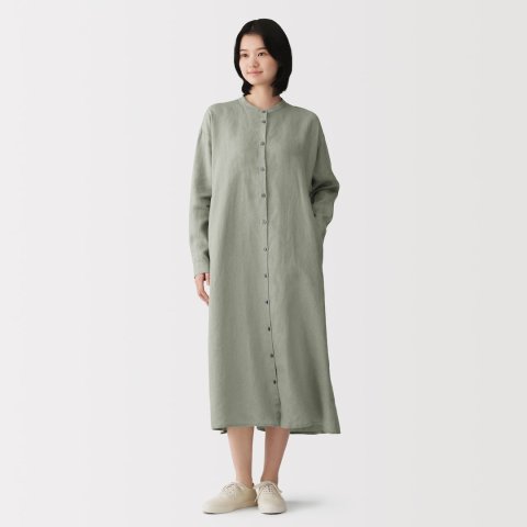 要出典 お知らせ ninaru マタニティワンピース 無印良品 リネン 洗いざらし 長袖シャツワンピース