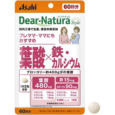 葉酸サプリ アサヒ ディアナチュラ 葉酸×鉄・カルシウム
