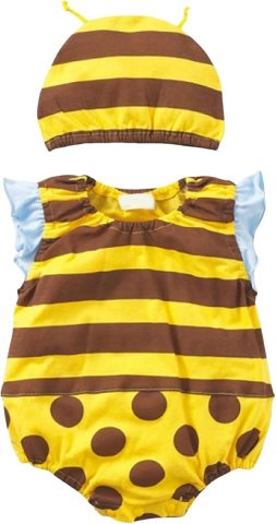 要出典 baby お知らせ なりきりベビー服 なりきり ロンパース ハチ ノースリーブ