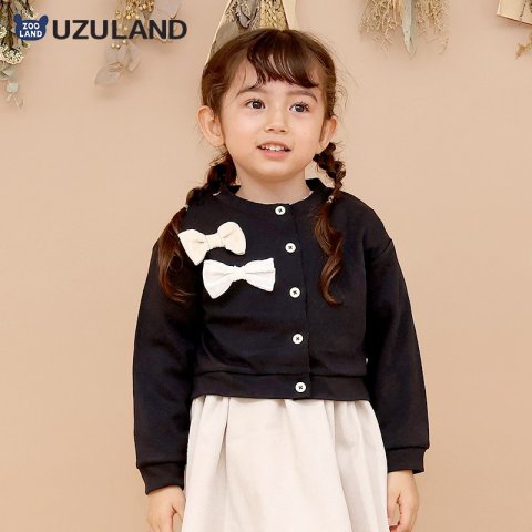 要出典 キッズカーディガン UZULAND ガールズ カーディガン 長袖 リボン